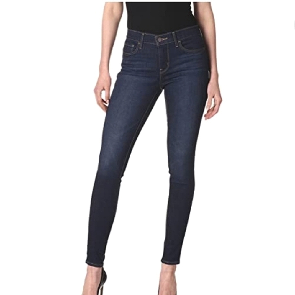 Levi's Low Rise Dark Wash Stretch Denim Skinny Jeans Straight Leg Size 25 EUC